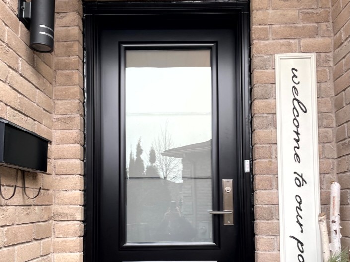 Black Steel Entry Door with Privacy Glass
