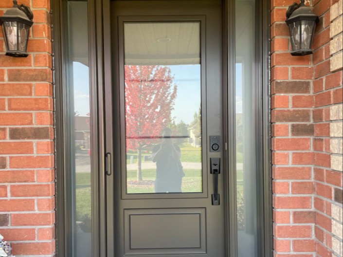 Brown Entry Door with Privacy Glass Sidelights