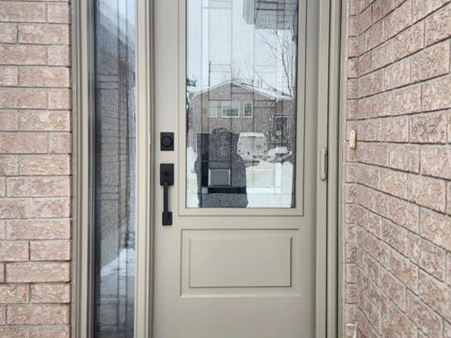 Beige Entry Door with Narrow Sidelight